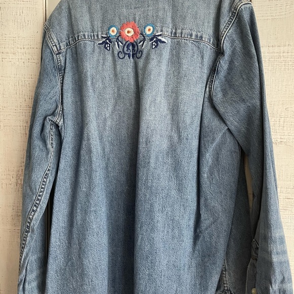 Lucky Brand Embroidered Denim Top - Picture 2 of 5
